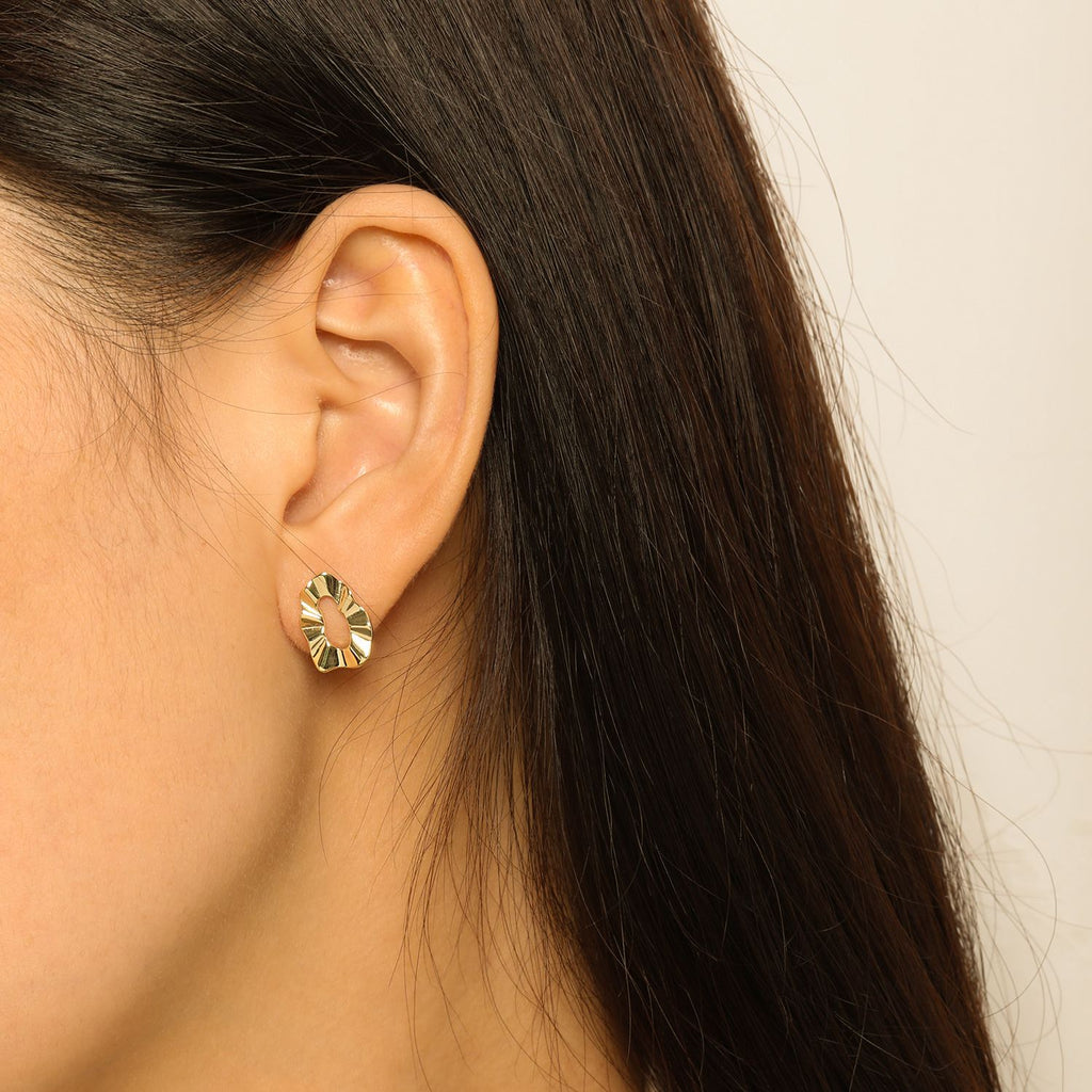 Geometric Hollow Wave Stud Earrings