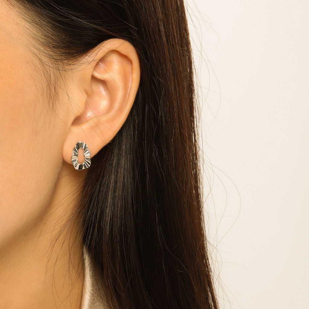 Geometric Hollow Wave Stud Earrings