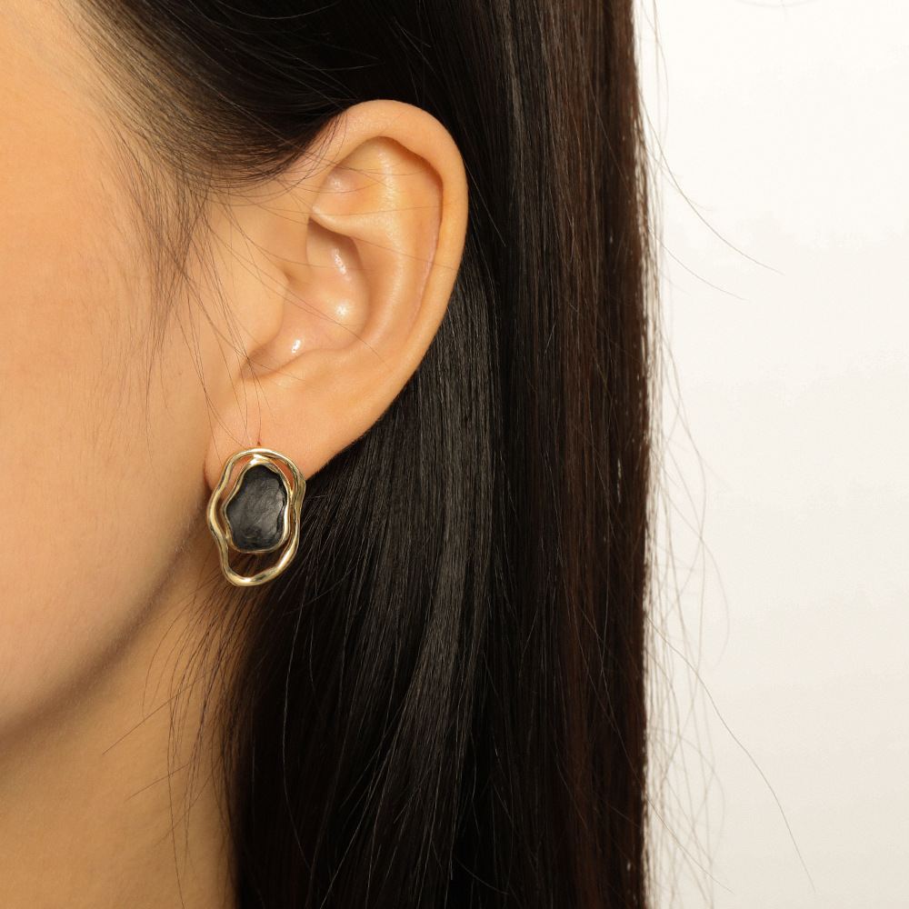 Office Irregular Hollow Epoxy Stud Earrings