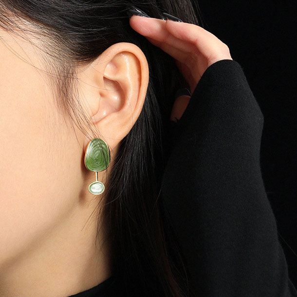 Veridian Moss Geometry Earrings